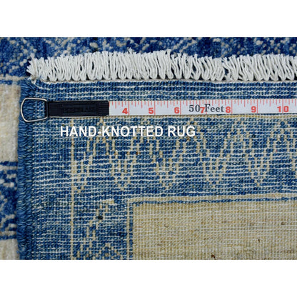 5'10"X8'9" Soft Wool Hand Knotted Denim Blue Maze Design Rug