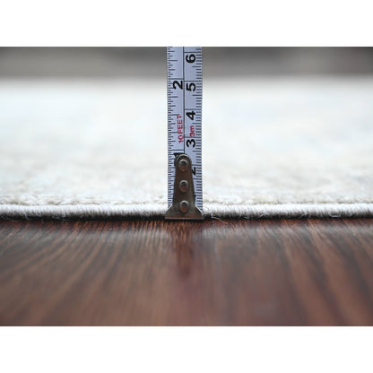 2'8"X11'9" Gray Washed Out Peshawar Hand Knotted Pure Wool Runner Rug