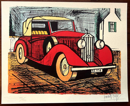 Bernard Buffet 'Rolls Royce' Certified Lithograph Coa Signed Op Numbered
