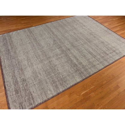 10'X14' Wine Red Plain And Natural Design Oxidized Wool Hand Knotted Rug