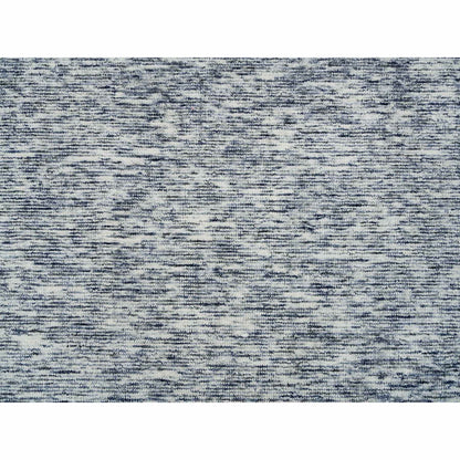 8'2"X10' Blue Pure Wool Hand Loomed Modern Striae Design Oriental Rug