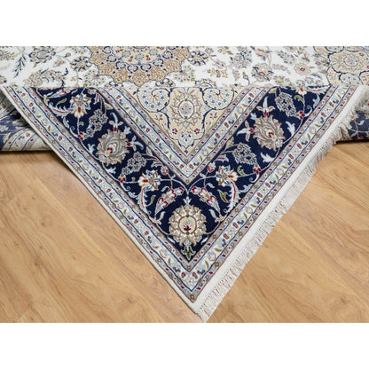 7'10"X10'1" Stone White Nain Design 250 Kpsi Soft Wool Hand Knotted Rug