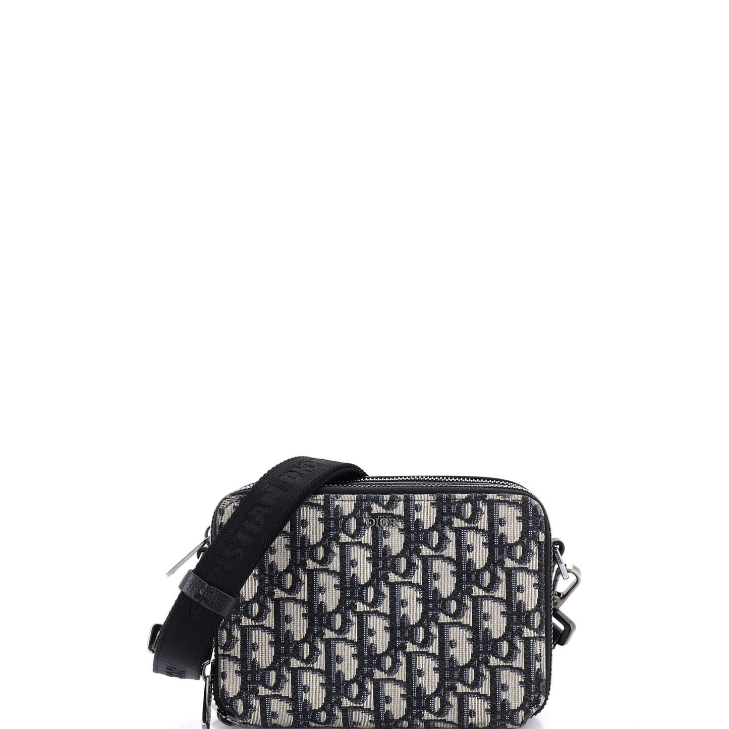 Canvas Christian Dior Double Zip Crossbody Pouch Oblique