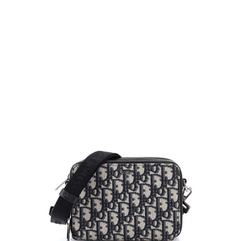 Canvas Christian Dior Double Zip Crossbody Pouch Oblique