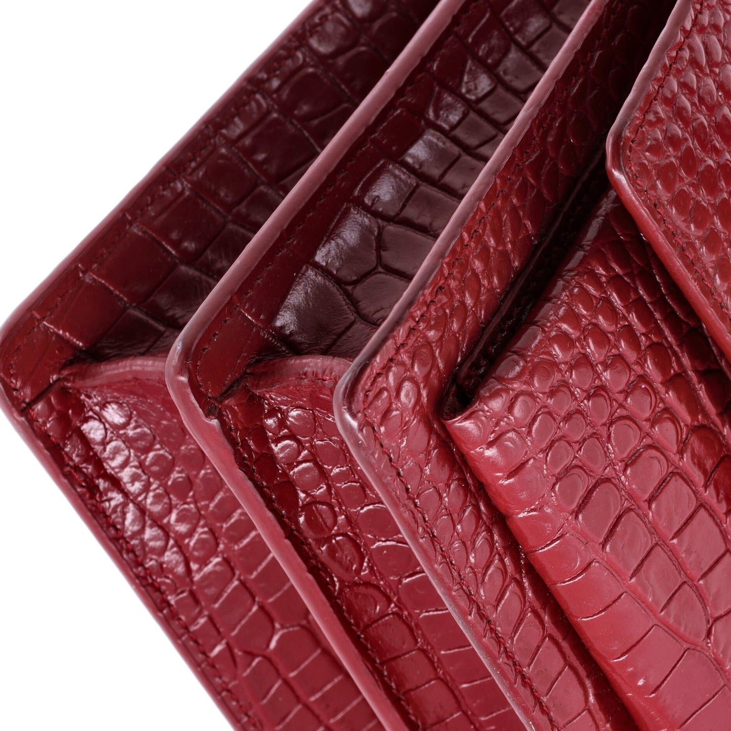 Saint Laurent Sunset Crossbody Bag Crocodile Embossed Leather Medium