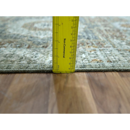 2'1"X3'1" Sage Green Rug Wool Pre Historic Mamluk Design Hand Knotted Mat