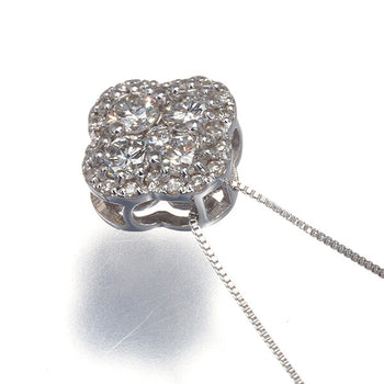 Diamond 0.50Ct Clover Necklace 18K 750 White Gold