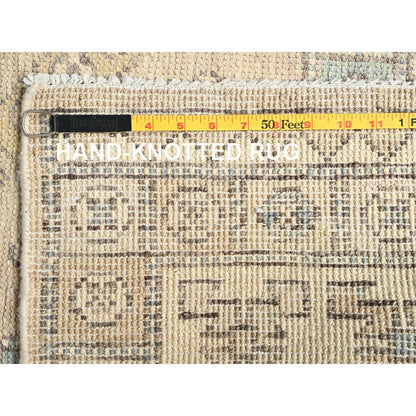 4'10"X6'10" Beige Anatolian Village Design Zero Pile Hand Knotted Wool Rug