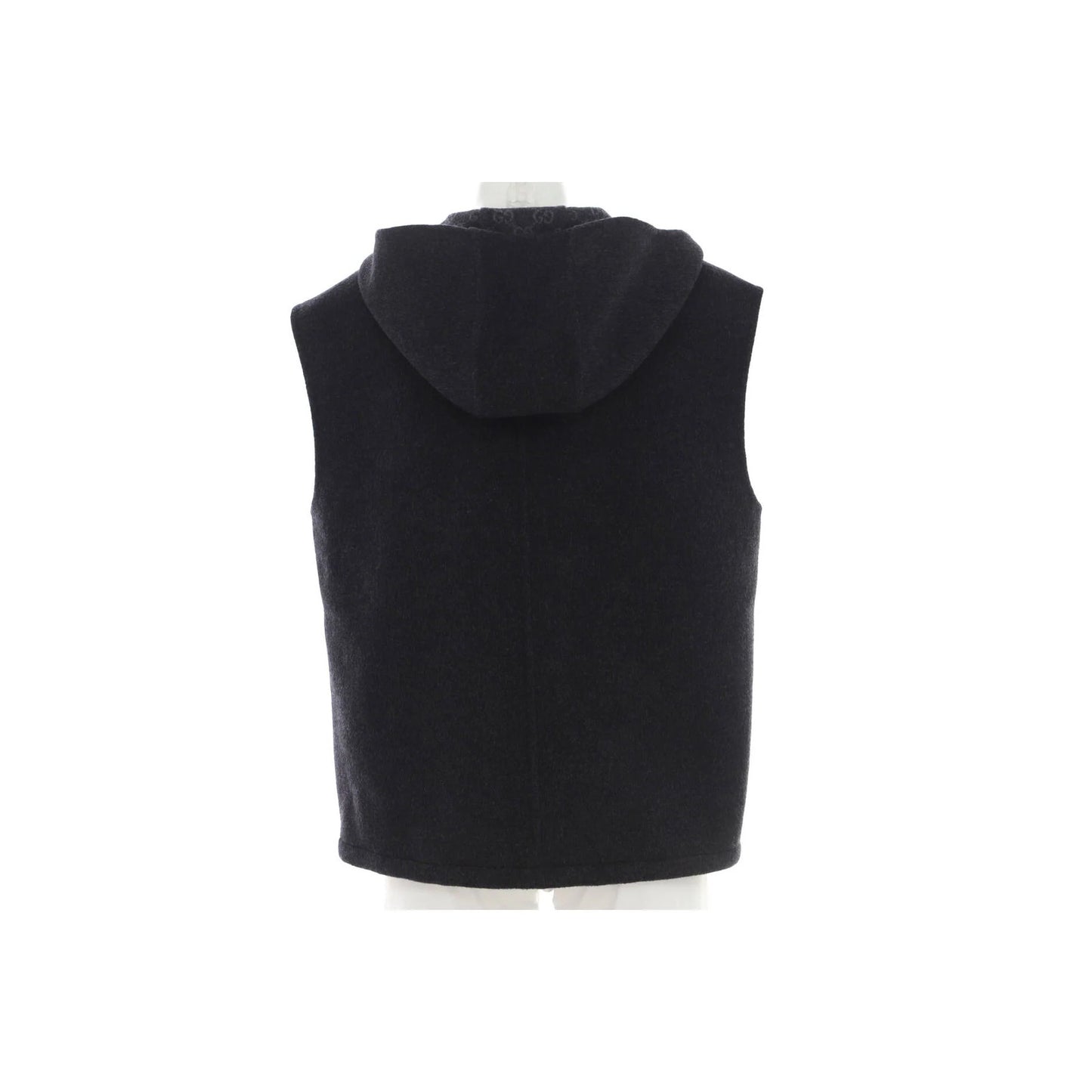 Gucci Women'S Logo Zip Hooded Vest Wool Blend