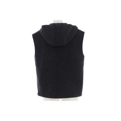 Gucci Women'S Logo Zip Hooded Vest Wool Blend