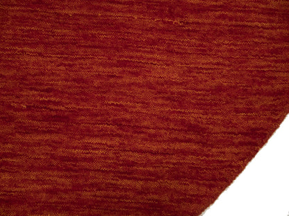 5'11x5'11 Orange Red Solid Hand-Loomed 6X6 Gabbeh Wool Round Rug Oriental