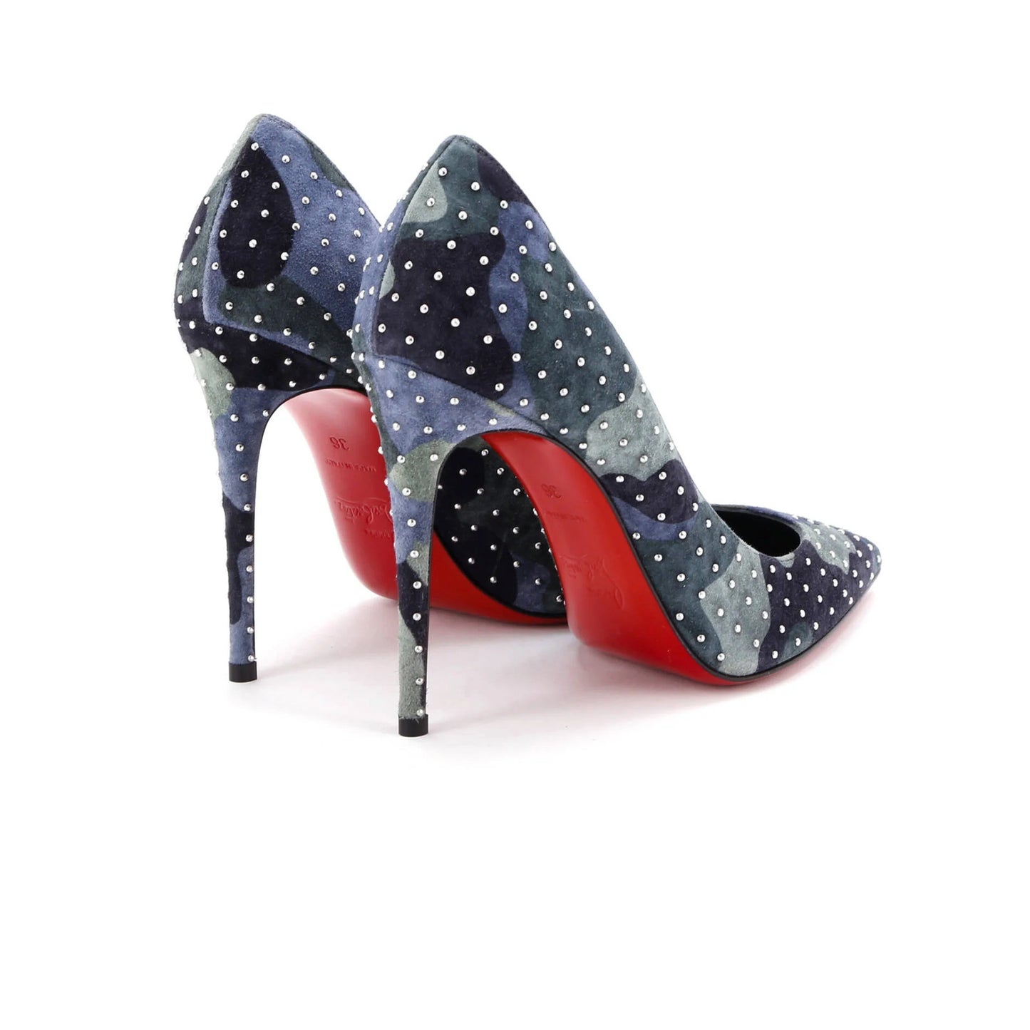 Christian Louboutin Women'S Kate Pumps Studded Printed Suede 100