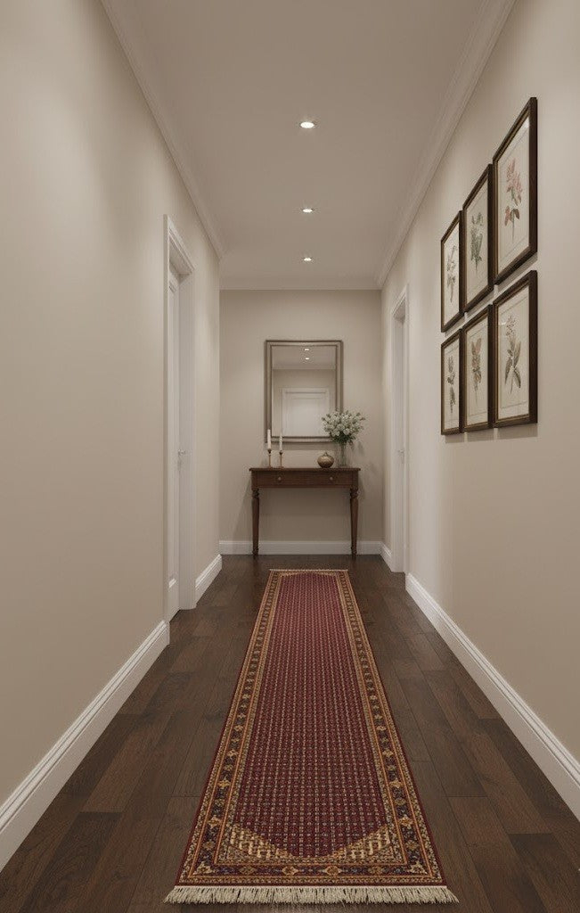 Hand knotted Indo Botemir wool runner rug oriental carpet hallway