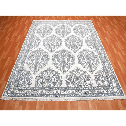 8'X9'9" Ivory Hand Knotted 100% Cotton Agra Design Rug