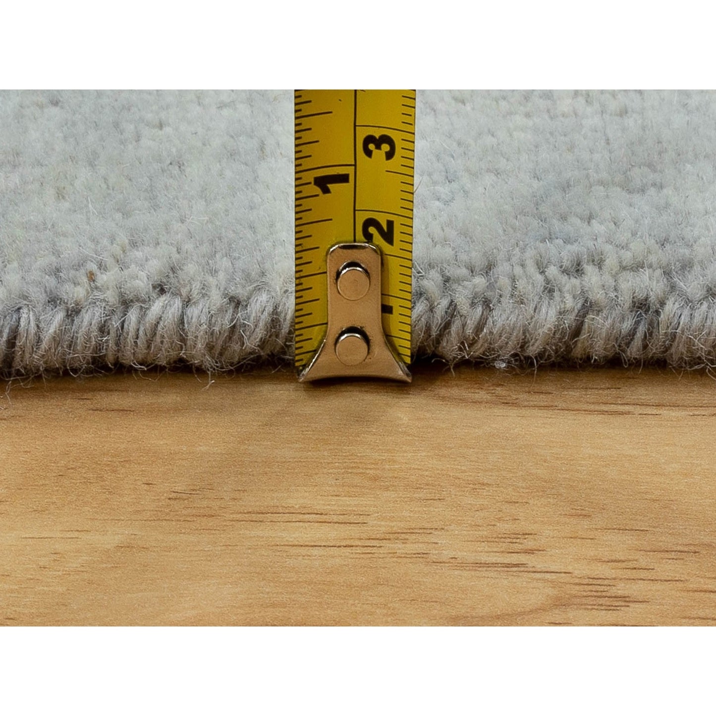 2'4"X7'5" Gray Abstract Design Wool & Silk Runner Hand Knotted Rug