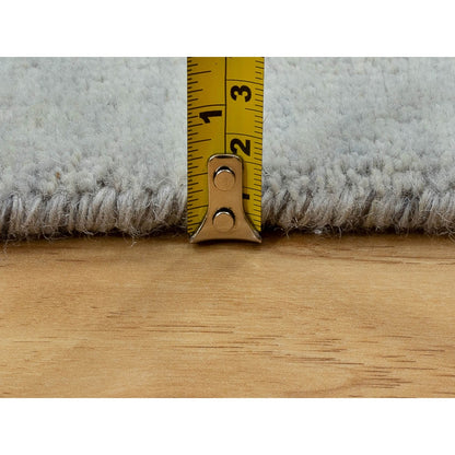 2'4"X7'5" Gray Abstract Design Wool & Silk Runner Hand Knotted Rug