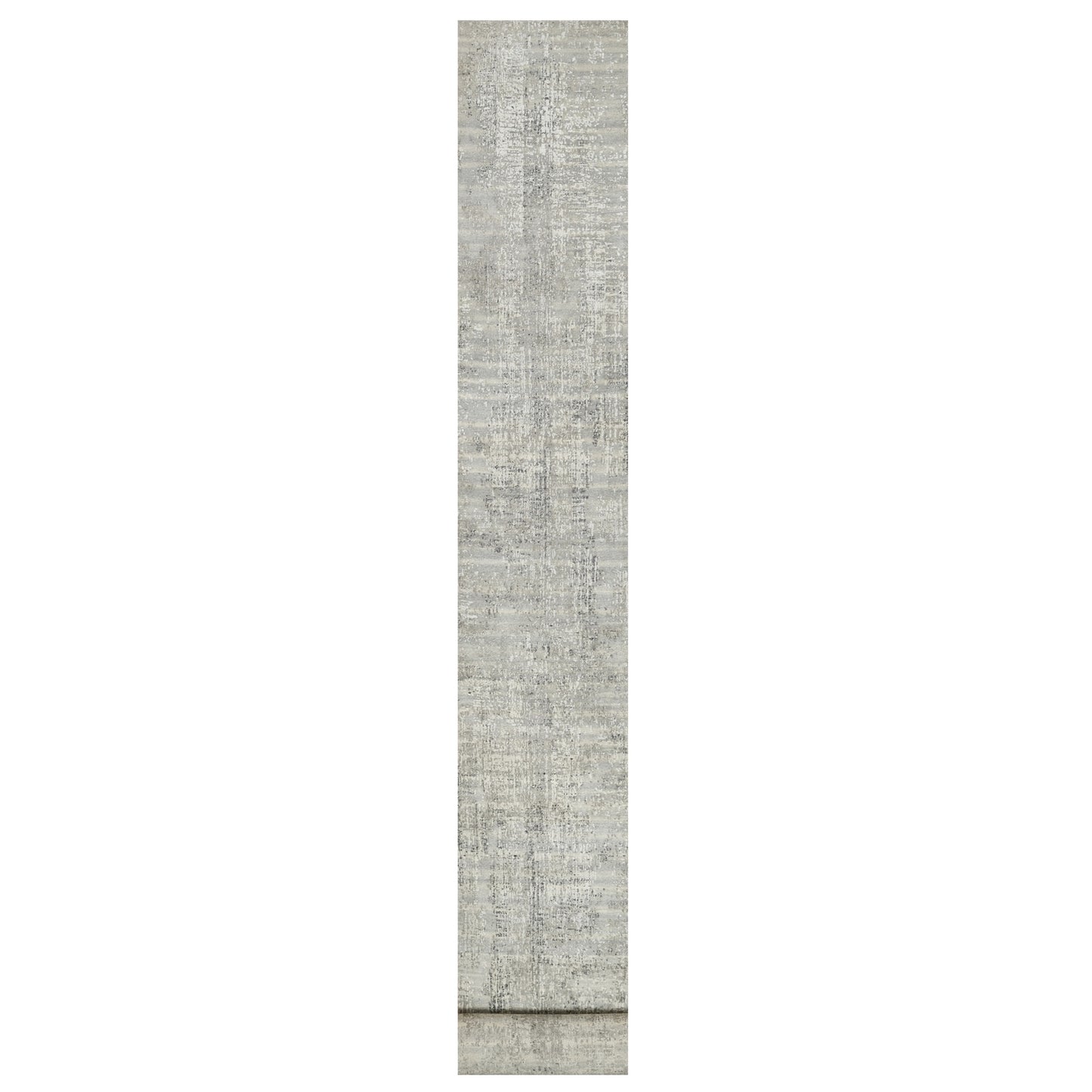 2'6"X30'1" Gray Undyed Natural Wool Hand Knotted Modern Xl Runner Rug