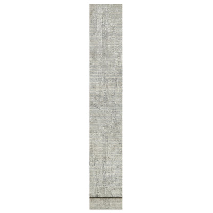 2'6"X30'1" Gray Undyed Natural Wool Hand Knotted Modern Xl Runner Rug