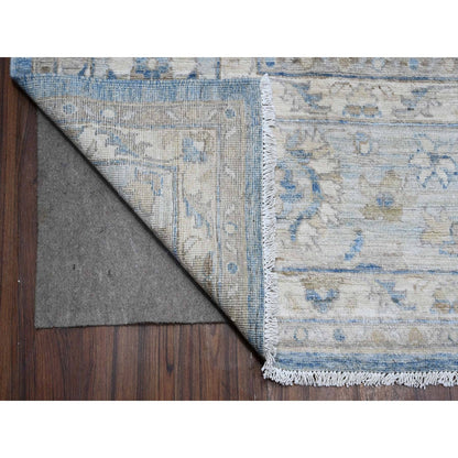 8'9"X12' Blue Hand Knotted Fine Peshawar Mahal Design Wool Oriental Rug
