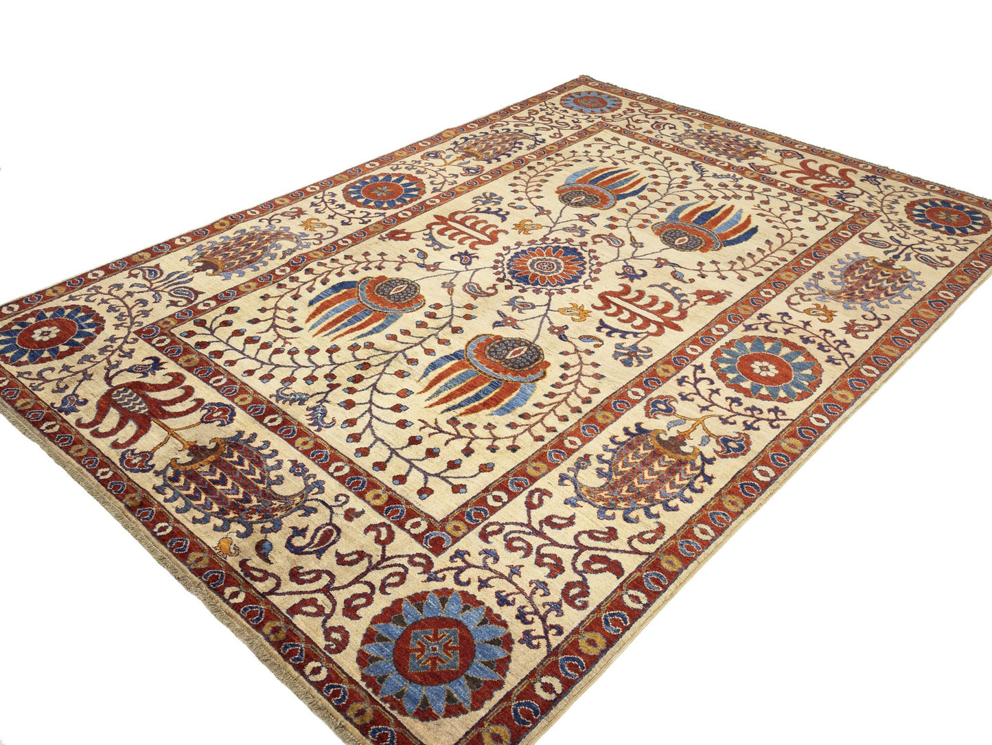 Carpet 7X10 Handspun Wool Afghan Oriental Rug Large Floral Design Living Room