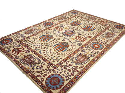 Carpet 7X10 Handspun Wool Afghan Oriental Rug Large Floral Design Living Room