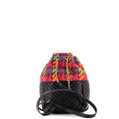 Saint Laurent Joe Backpack Matelasse Chevron Leather With Tweed