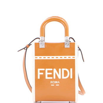 Fendi Sunshine Shopper Tote Patent And Canvas Mini