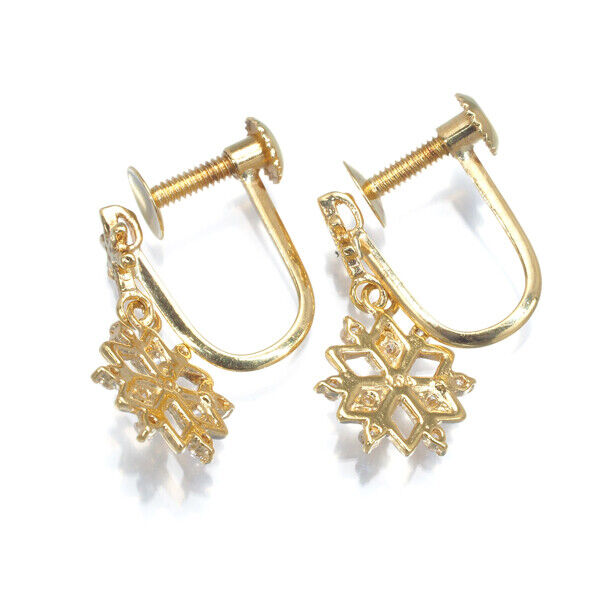 Diamond 0.04Ct/0.04Ct Snowflake Drop Earrings 18K 750 Yellow Gold