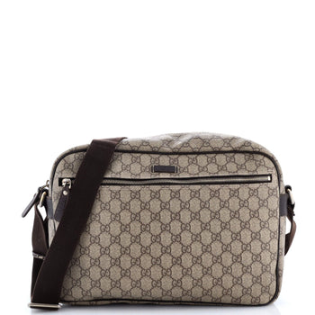 Gucci Front Zip Camera Bag Gg Coated Canvas Large