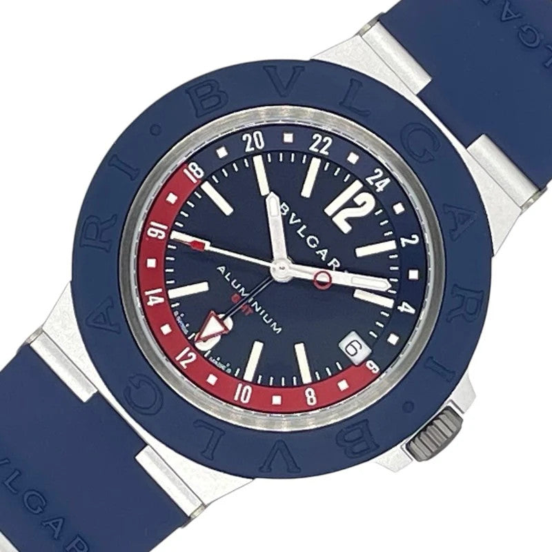 Bvlgari Aluminium Gmt Bb40Atgmt Blue Aluminium/Rubber Strap