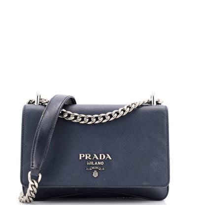 Prada Chain Flap Crossbody Bag Saffiano And Soft Calf Small