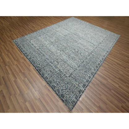8'X10'2" Gray 14Th Century Influence Mamluk Design Hand Knotted Wool Rug