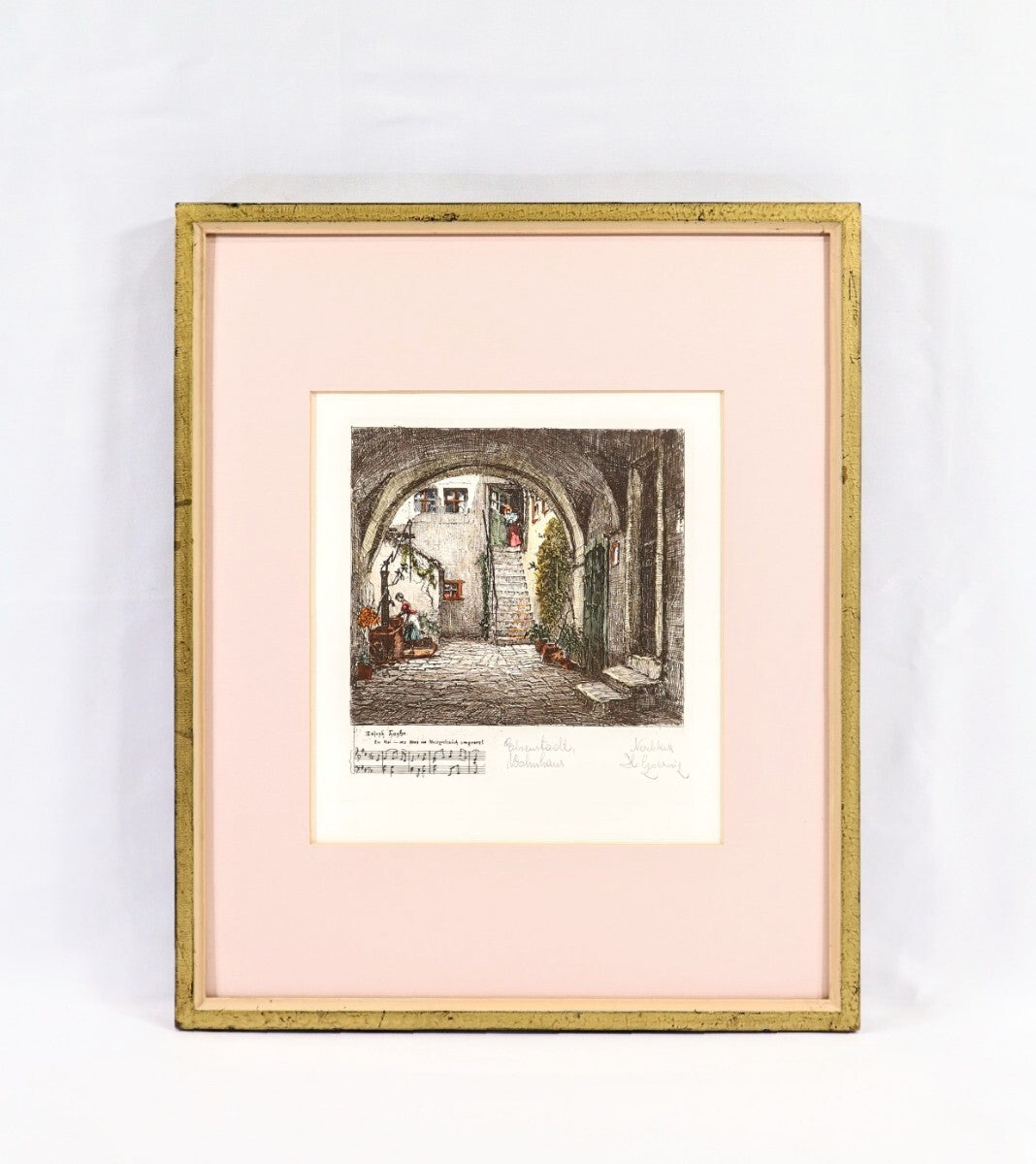 Herta Czernik-Kobanz Gzonning Original Etching With Hand Coloring  Signed