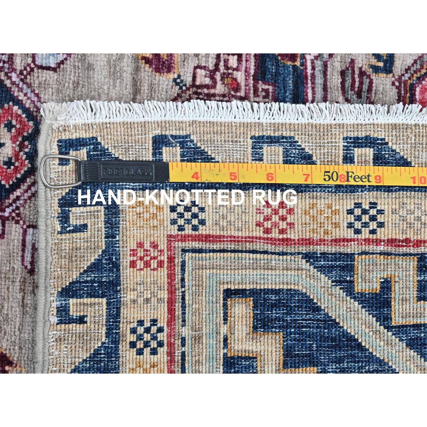 4'1"X5'10" Armenian Design Kazak Super Dense Weave Wool Hand Knotted Rug
