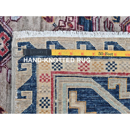 4'1"X5'10" Armenian Design Kazak Super Dense Weave Wool Hand Knotted Rug
