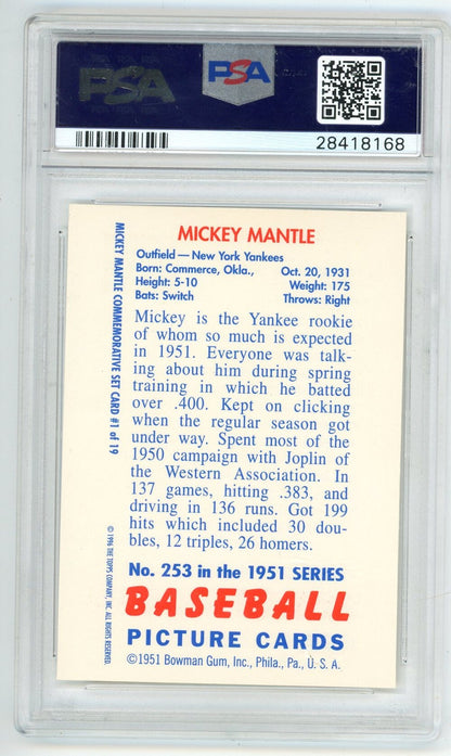 Mickey Mantle 1996 Topps 1951 Reprint #1 Psa 10