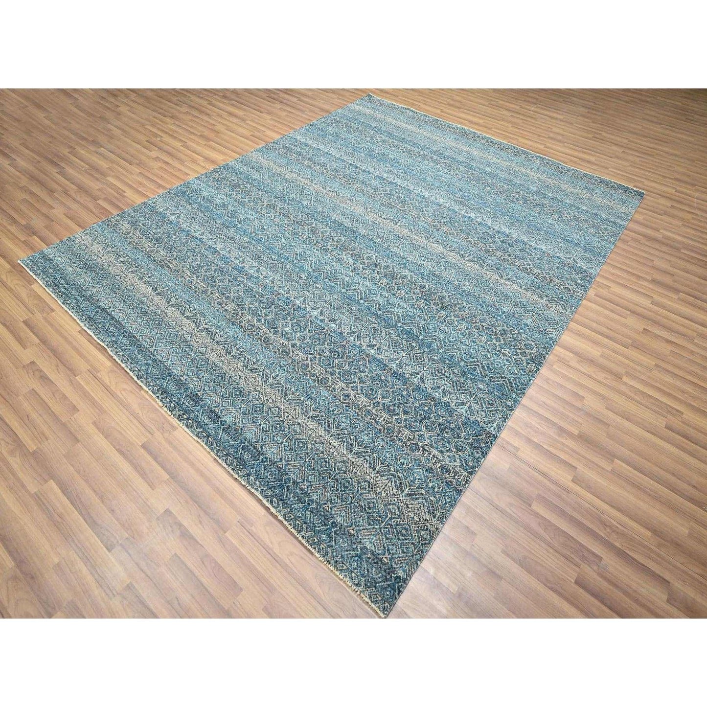 8'3"X10'1" Blue Kohinoor Herat All Over Design Hand Knotted Soft Wool Rug