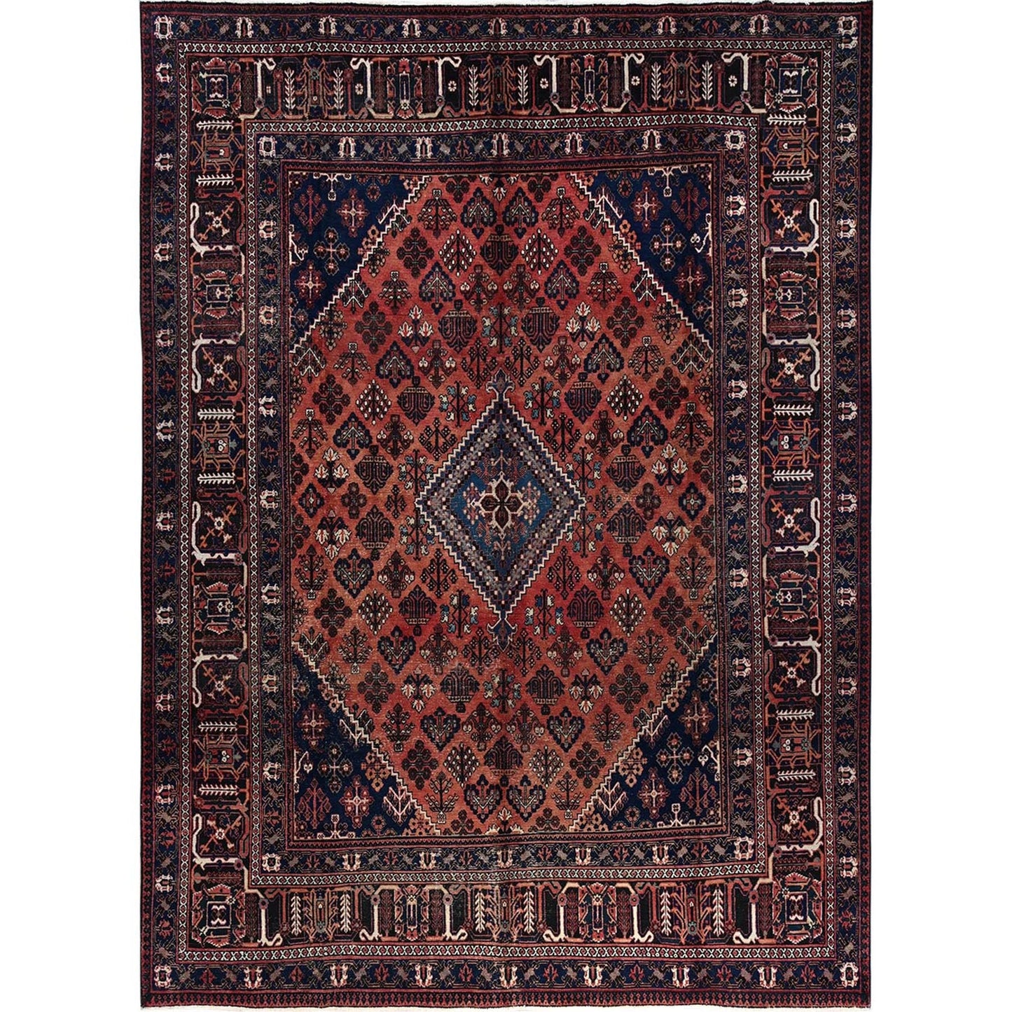 9'X12'5" Copper Red Vintage Zoroastrian Hand Knotted Pure Wool Clean Rug