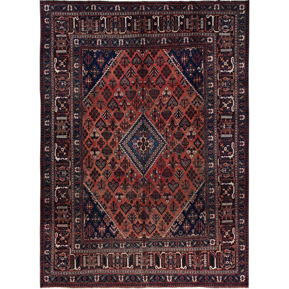9'X12'5" Copper Red Vintage Zoroastrian Hand Knotted Pure Wool Clean Rug