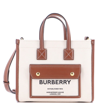 Burberry Freya Shopping Tote Canvas With Leather Mini