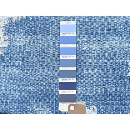 8'9"X12' Blue Wool Hand Knotted Shabby Chic Distressed Old Farsian Rug