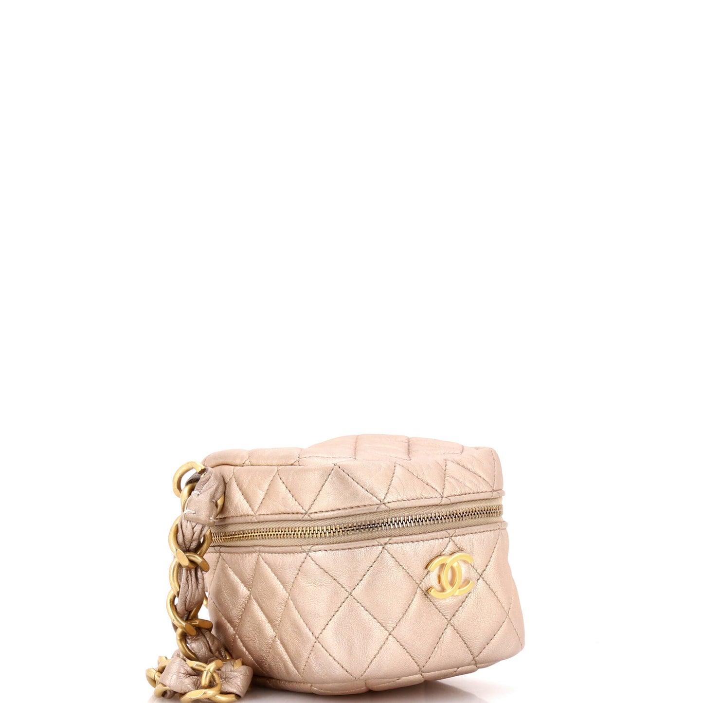 Chanel Cc Cube Zip Clutch With Chain Handle Quilted Lambskin