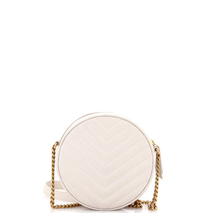 Saint Laurent Vinyle Round Camera Bag Matelasse Chevron Leather