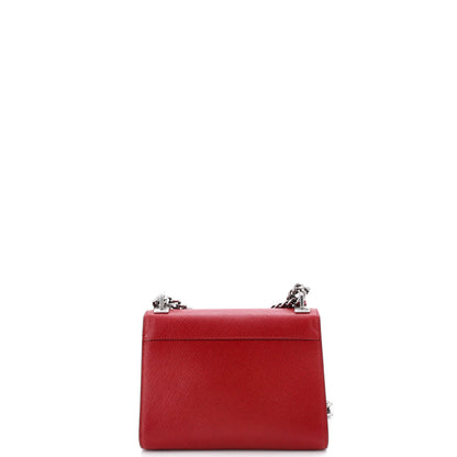 Prada Monochrome Shoulder Bag Embellished Saffiano Leather Small