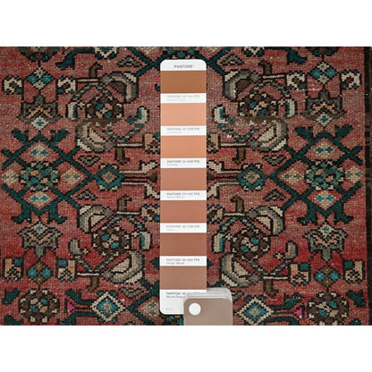 2'7"X9'1" Red Vintage Zoroastrian Khamadan Hand Knotted All Wool Runner Rug