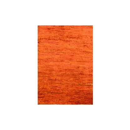 2'X3' Orange Plain Solid Design Hand Knotted Sample Sari Silk Mat Rug