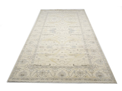 Hand-Knotted Wool Floral Oushak Oriental Rug Rare