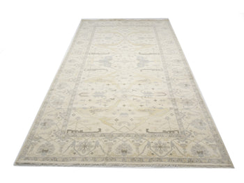 Hand-Knotted Wool Floral Oushak Oriental Rug Rare