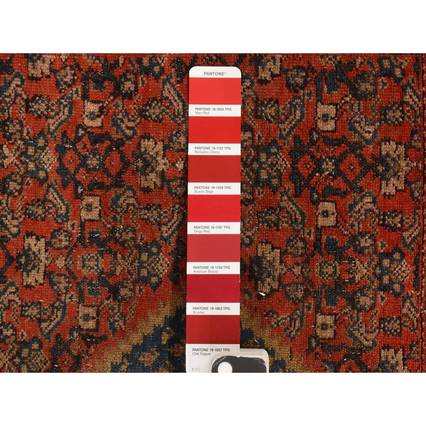 1'10"X3'2" Red Antique Zoroastrian Even Wear Wool Hand Knotted Mat Rug