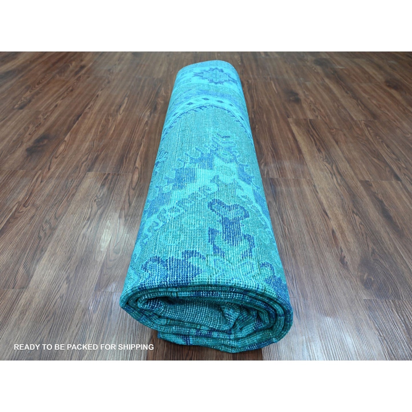 7'8"X10'1" Blue Hand Knotted Overdyed Kazak Geometric Design All Wool Rug